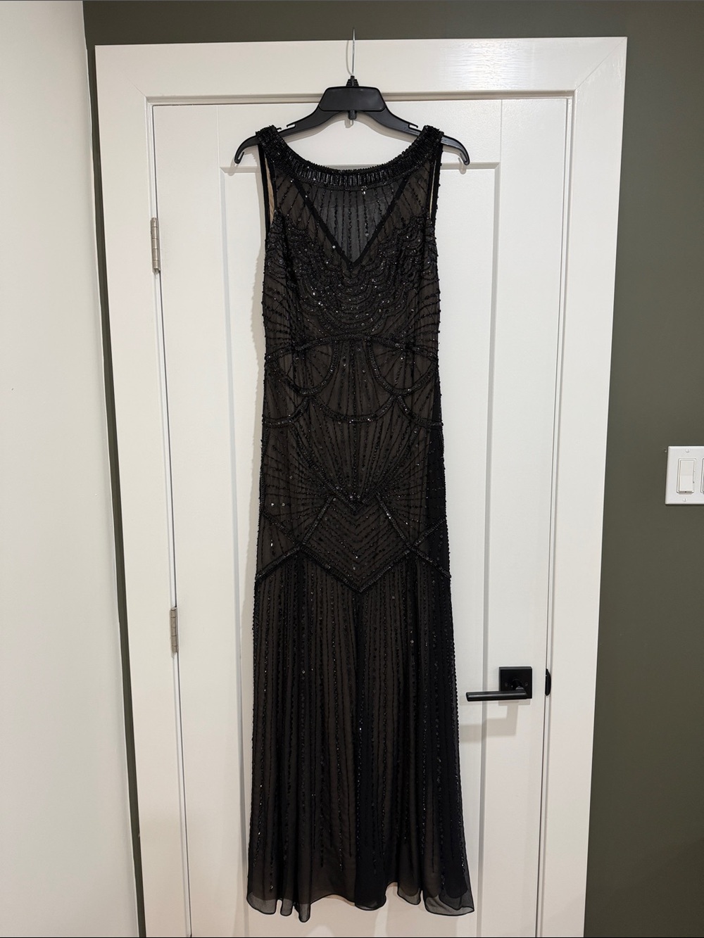 Black Beaded Formal Gown / Floor Length Dress